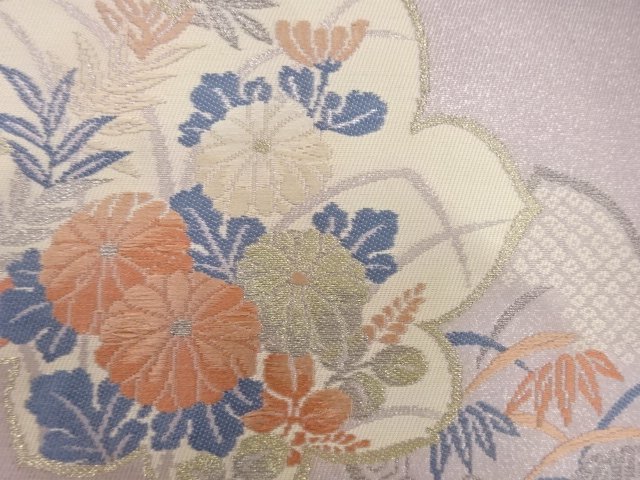  未使用品　草花模様織り出し　名古屋帯